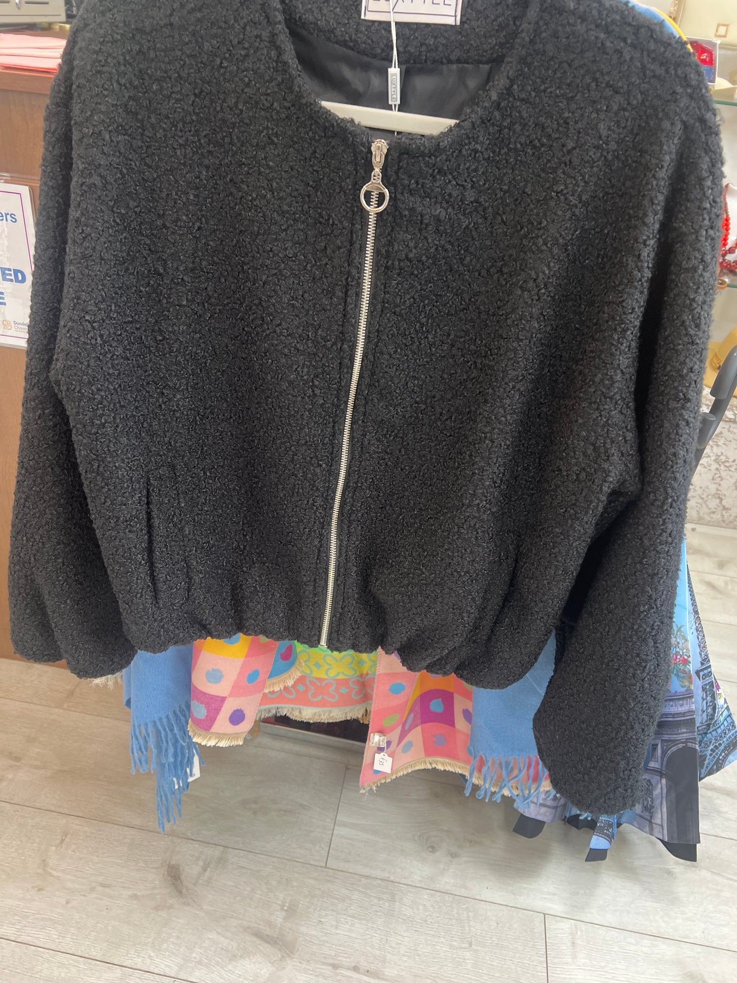 Dolly Black Cosy Bomber Jacket