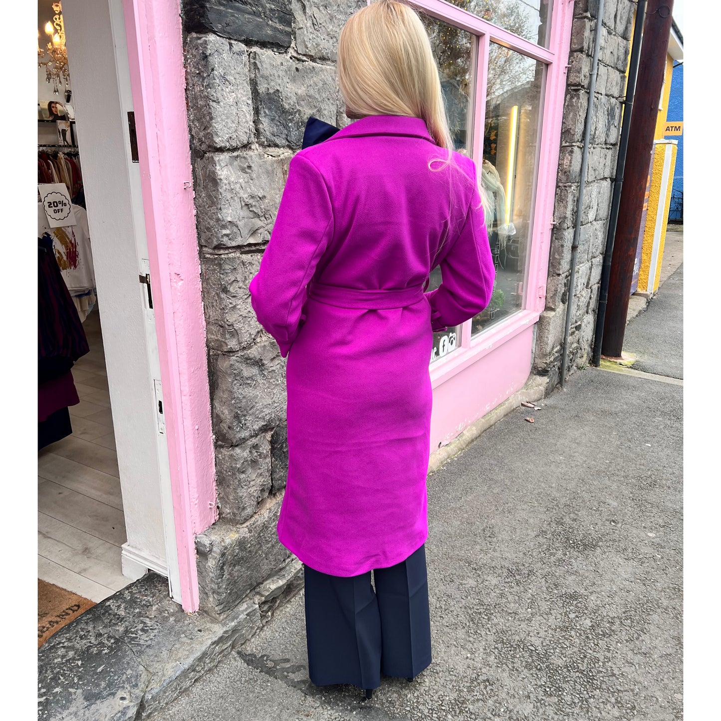 Naomi Belted Coat Magenta