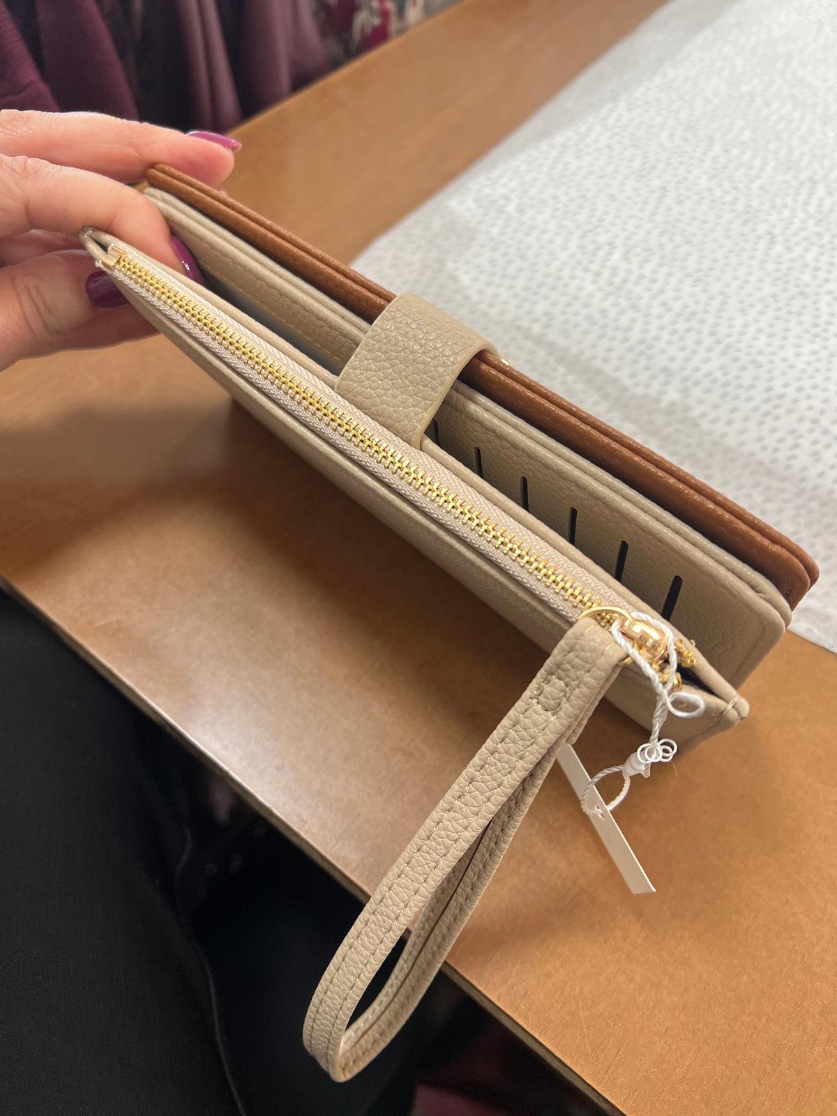 Tan & Beige Wristlet Wallet