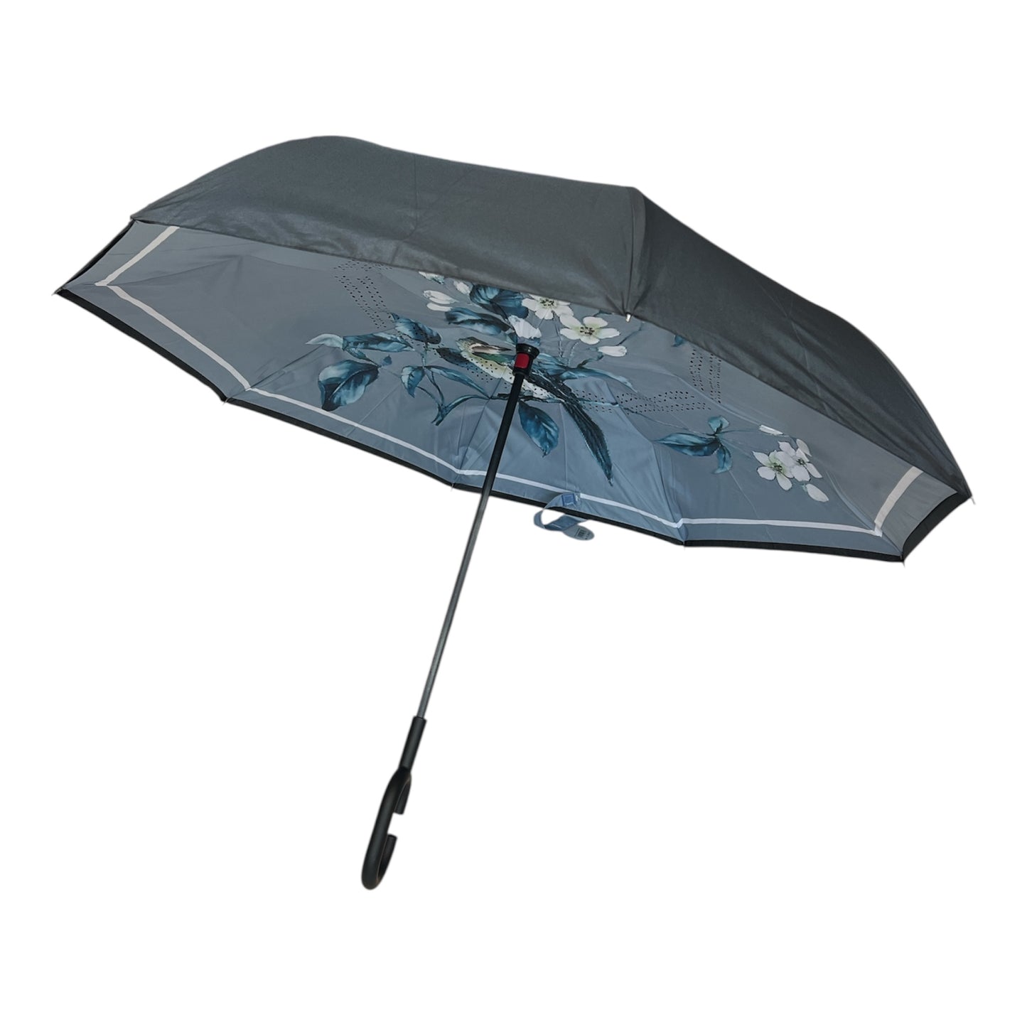 Upside Down Umbrella Grey Bird Design