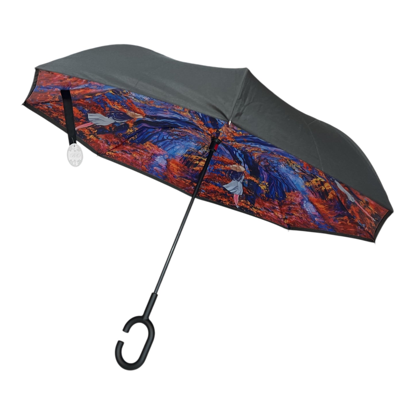 Upside Down Umbrella Purple Orange Lady Design