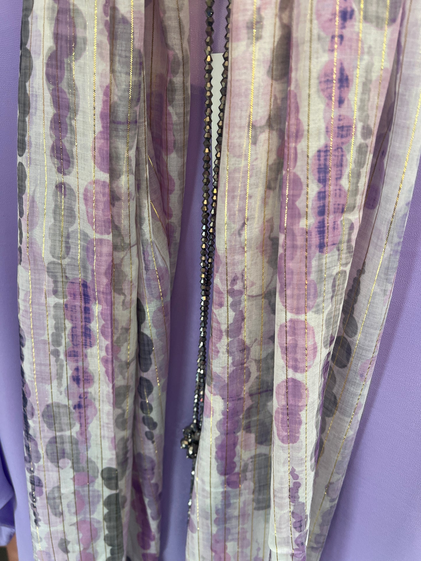 Zelly Scarf Gold Metallic Thread Lilac
