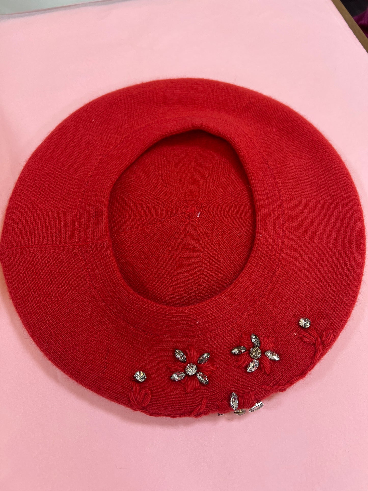 Soft Knit Beret With Crystals (3 Colours)