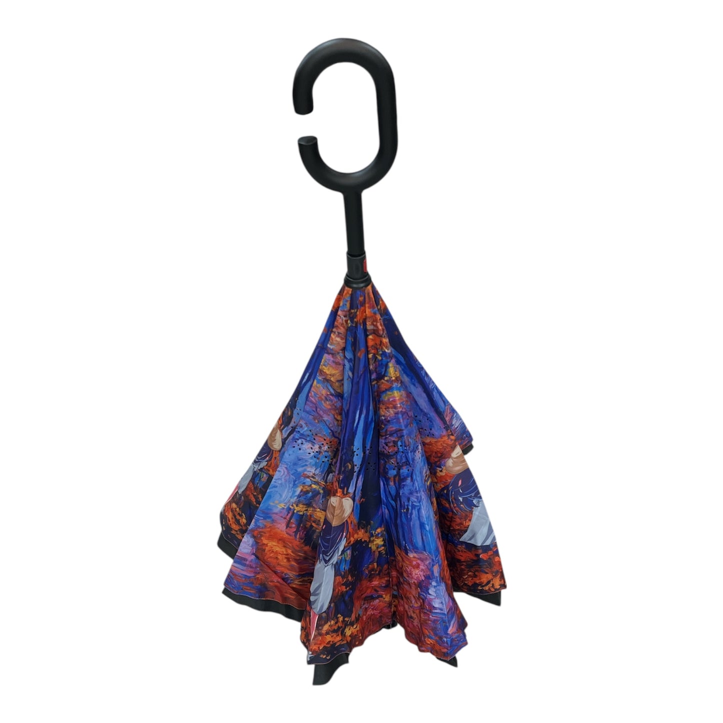 Upside Down Umbrella Purple Orange Lady Design