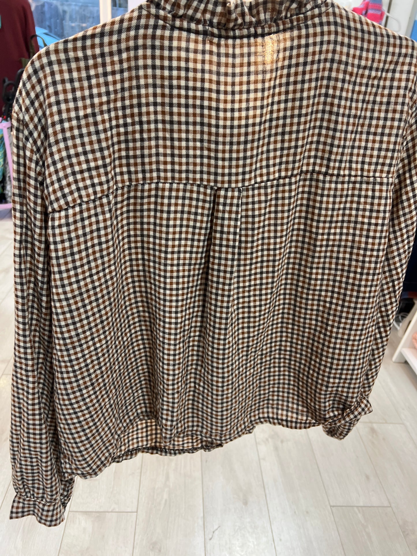 Becky Ruffled Collar Check Shirt