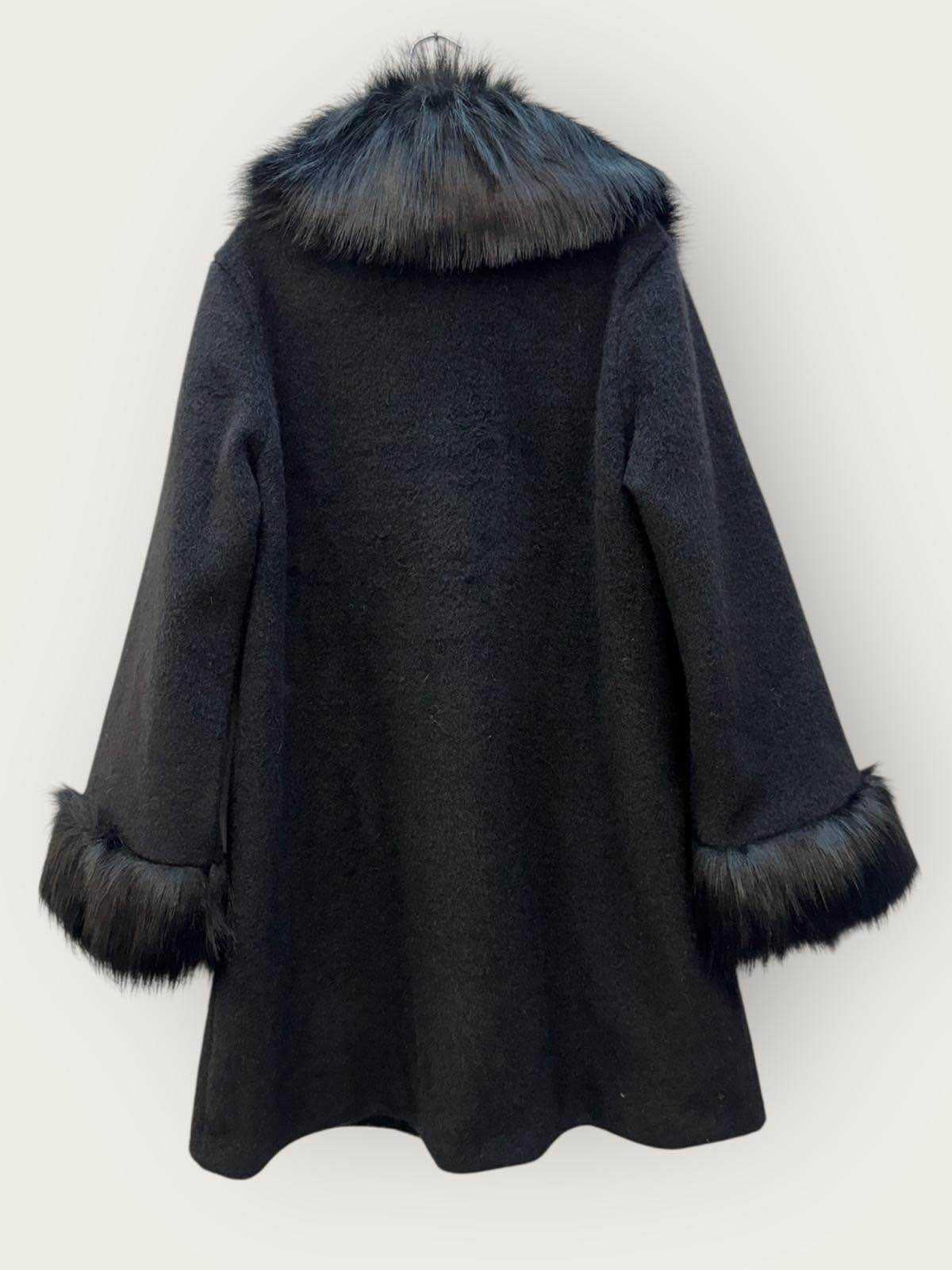 Jessica Coat Fur Trim Black
