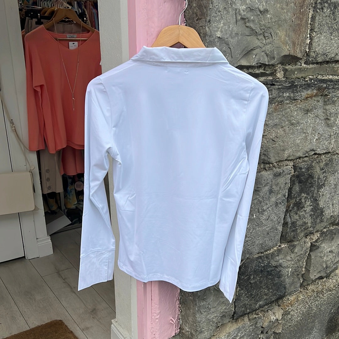 DECK Peggy White Stretch Collar & Cuff Shirt
