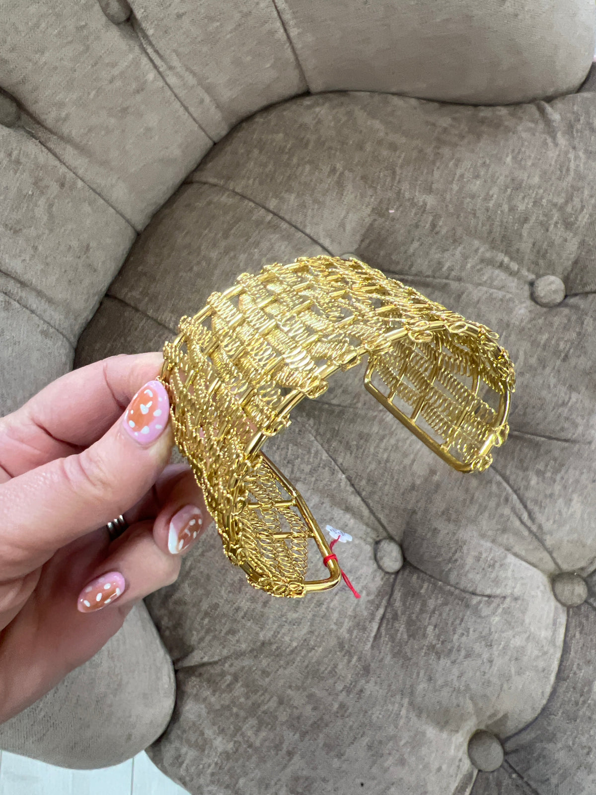 Gold Adjustable Cuff Bangle Stainless Steel