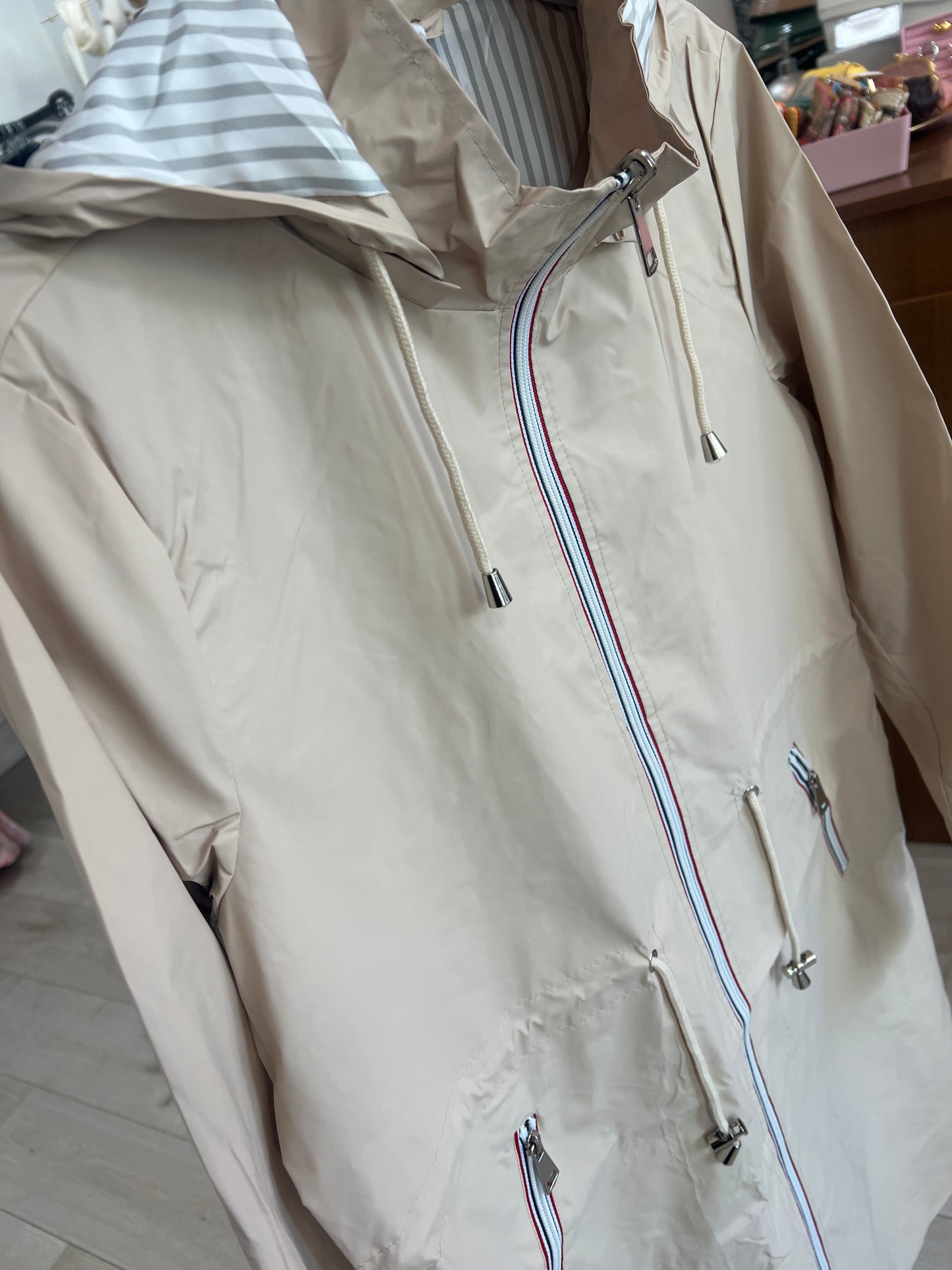 Cream Longline Raincoat