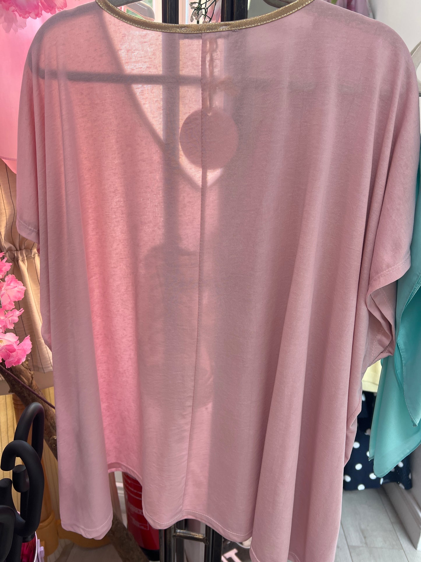 Dusty Pink Sparkle Trainer Oversized Top