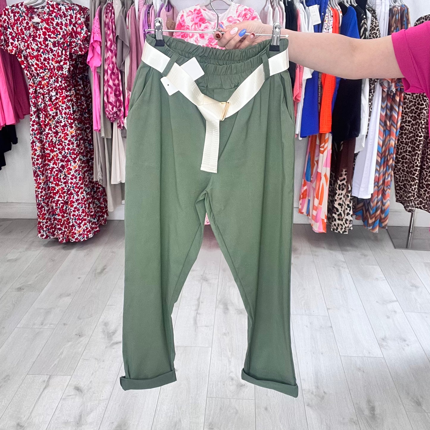 Magic Elasticated Trousers With Belt (2 Colours)