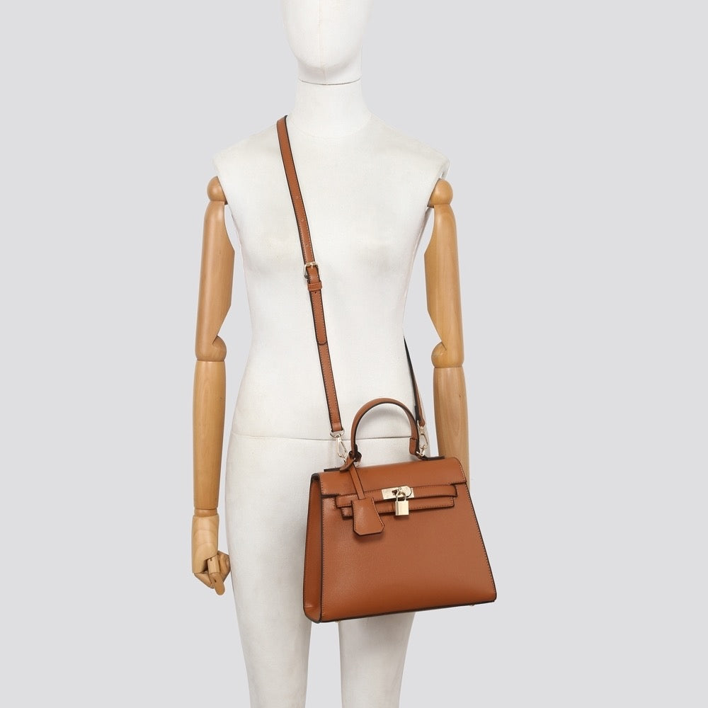Beige Leatherette Tote Bag/Crossbody