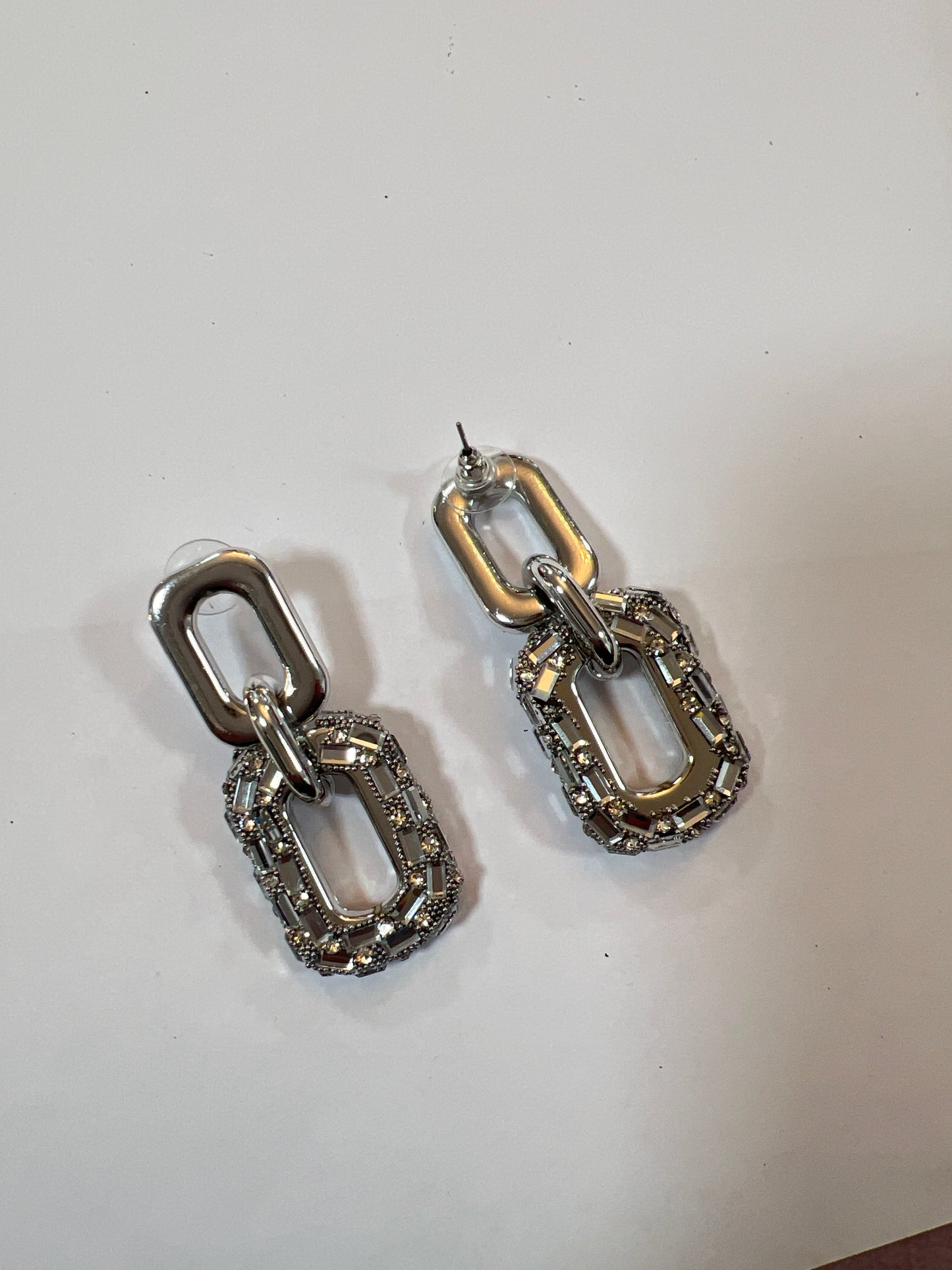 TEMPEST Clear Crystal/Silver Drop Statement Earrings