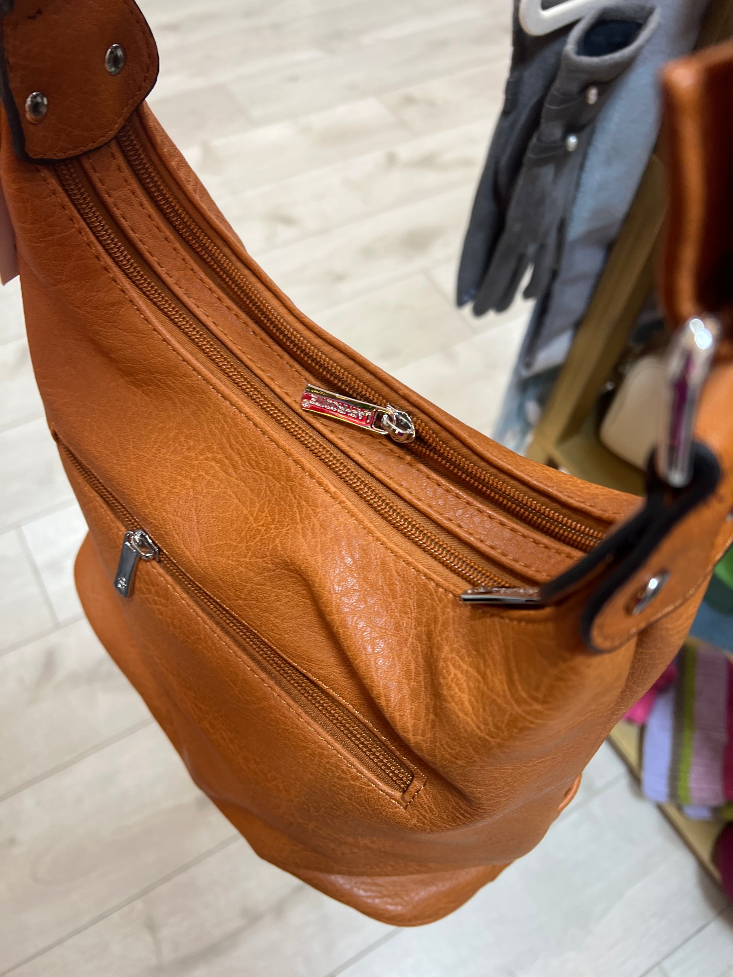 Tan Leatherette Shoulder Bag