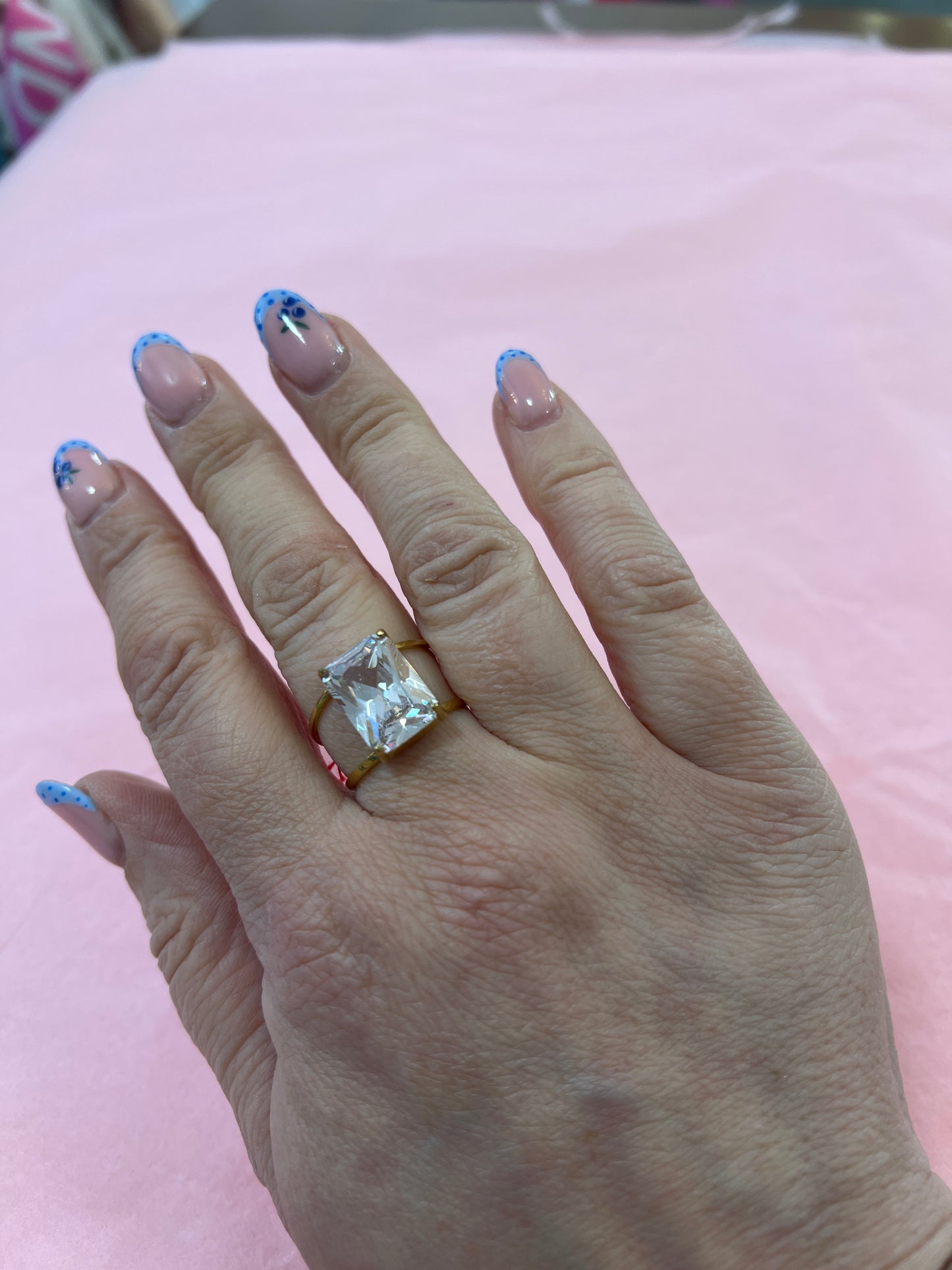 Gold & CZ Stainless Steel Adjustable Ring