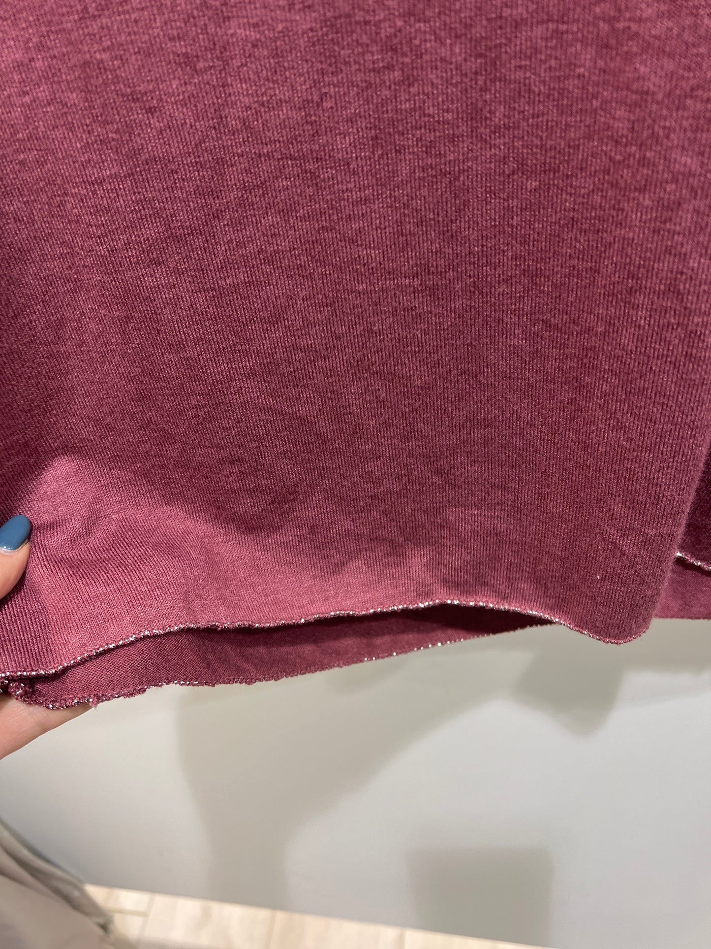 Cosy V Neck Long Sleeved Top Wine