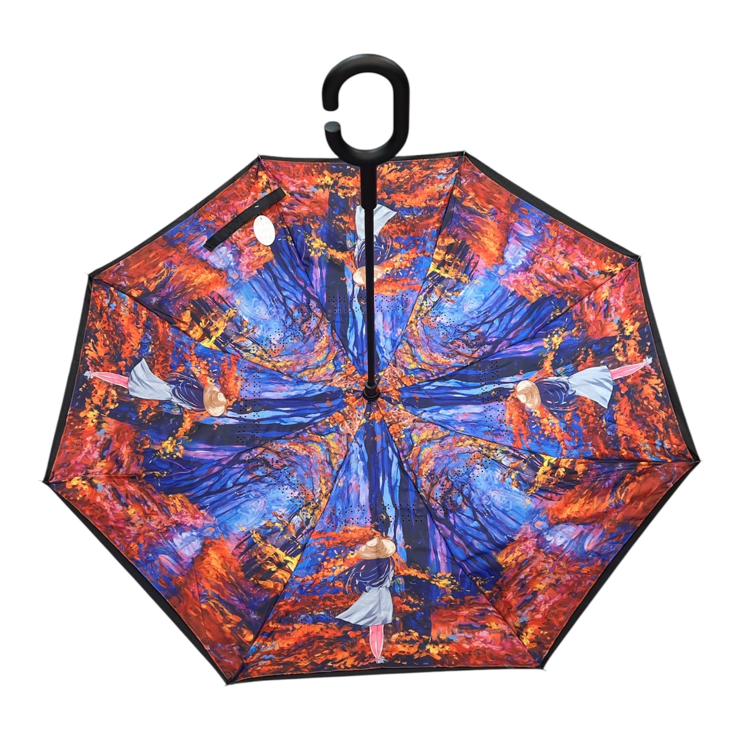 Upside Down Umbrella Purple Orange Lady Design