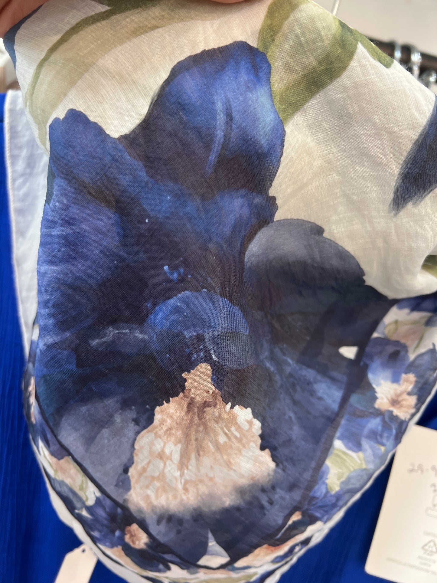 Floral Neck Scarf Blues & Off White