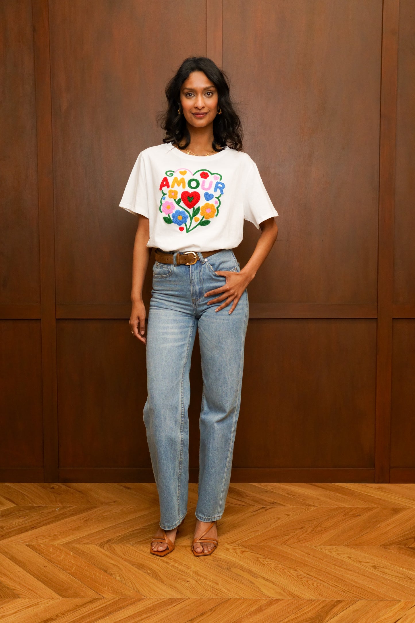 Amour Floral Graphic T-Shirt White