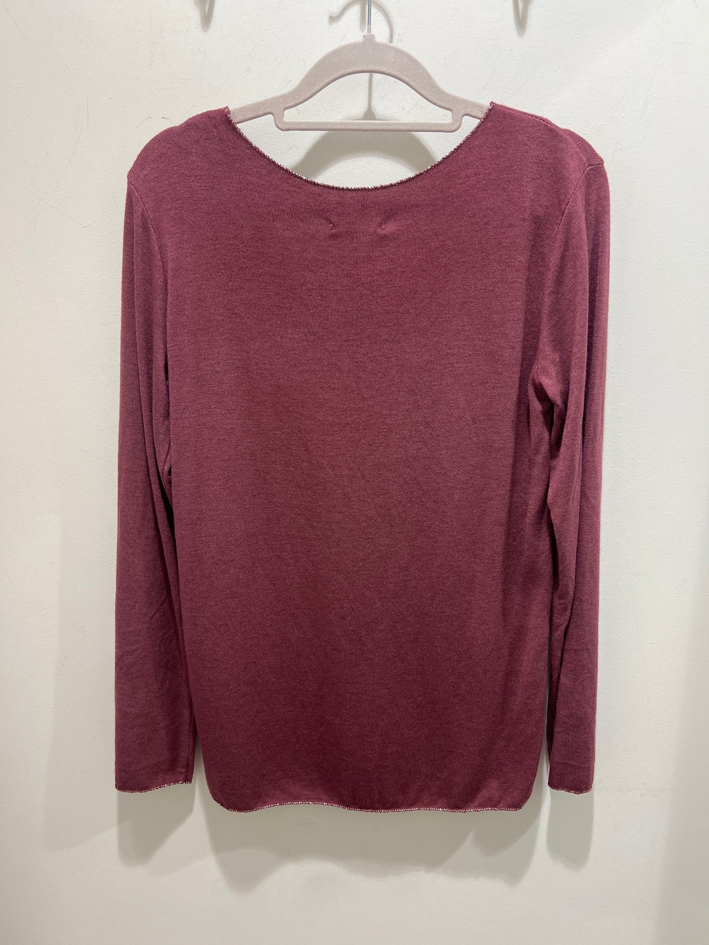 Cosy V Neck Long Sleeved Top Wine
