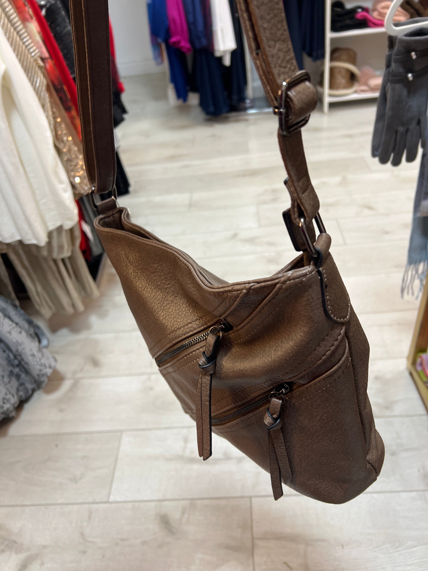 Crossbody Leatherette Bag Mocha