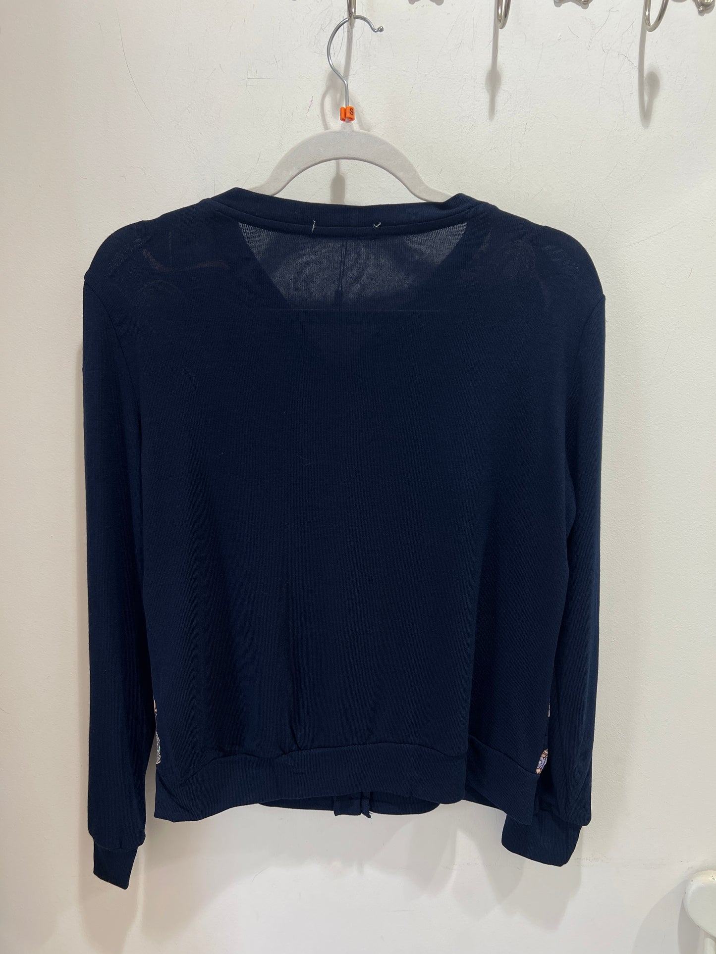 Navy Printed Button Front Cardigan