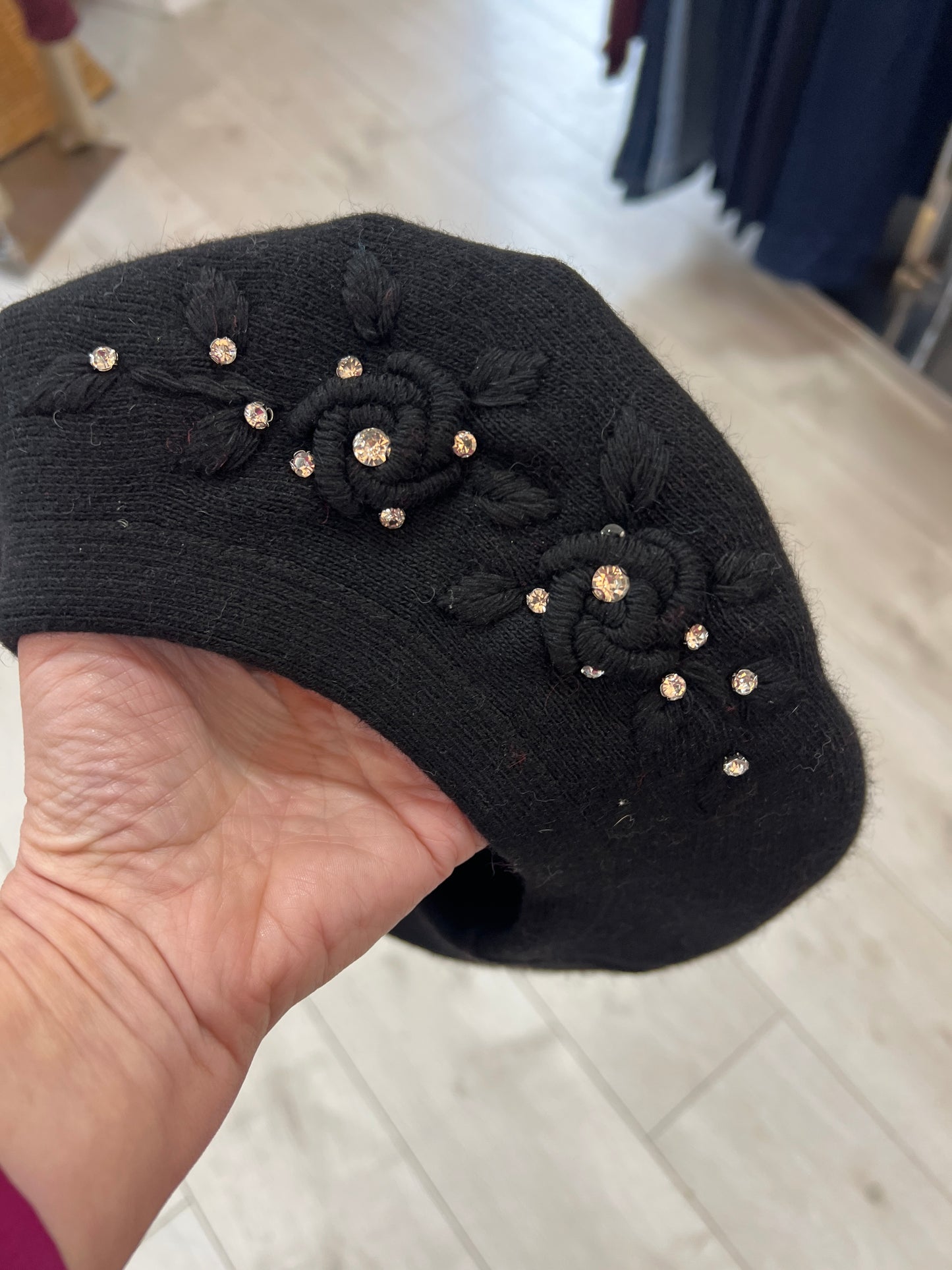 Soft Knit Beret With Crystals (3 Colours)
