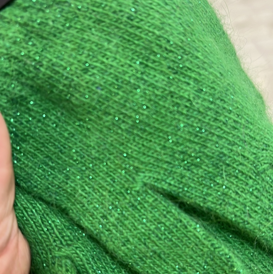 Green Lurex Knit Gloves