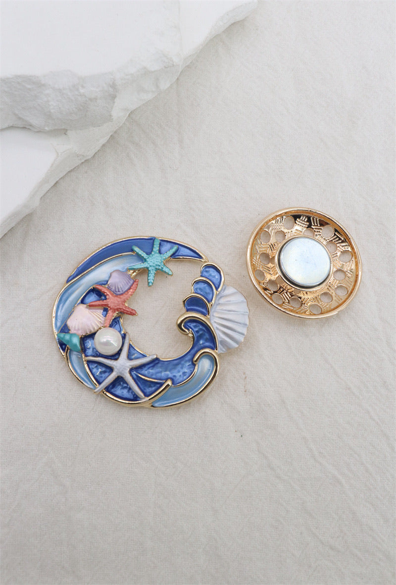 Magnetic Brooch Blue SeaShell