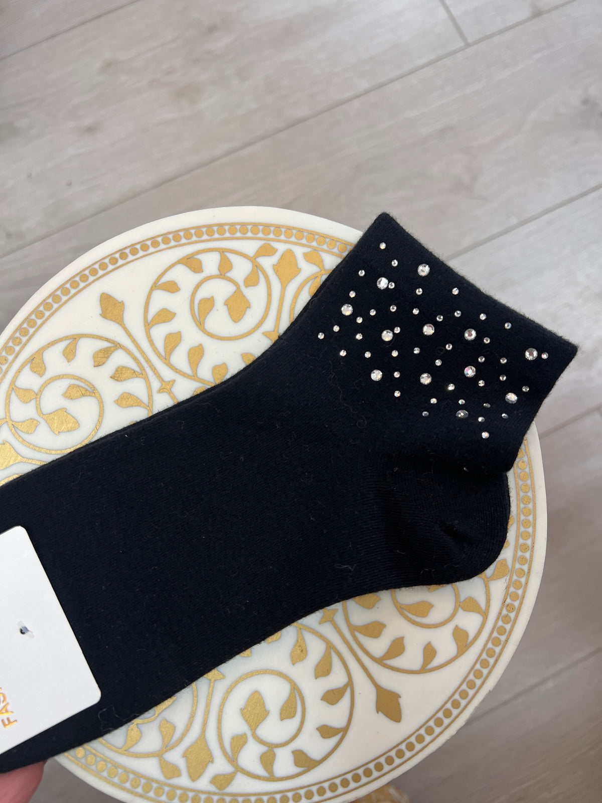 Black & Crystal Ankle Socks