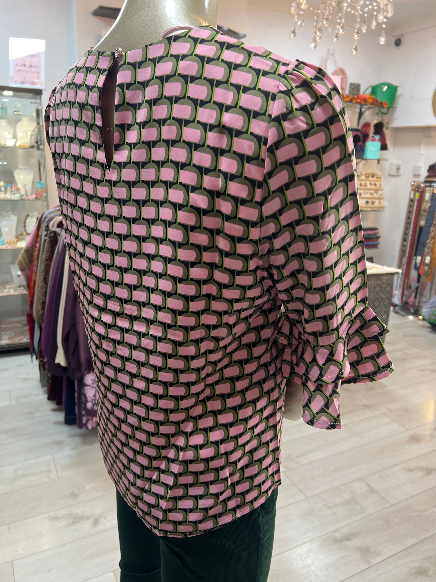 Rant & Rave Pink & Green Blouse