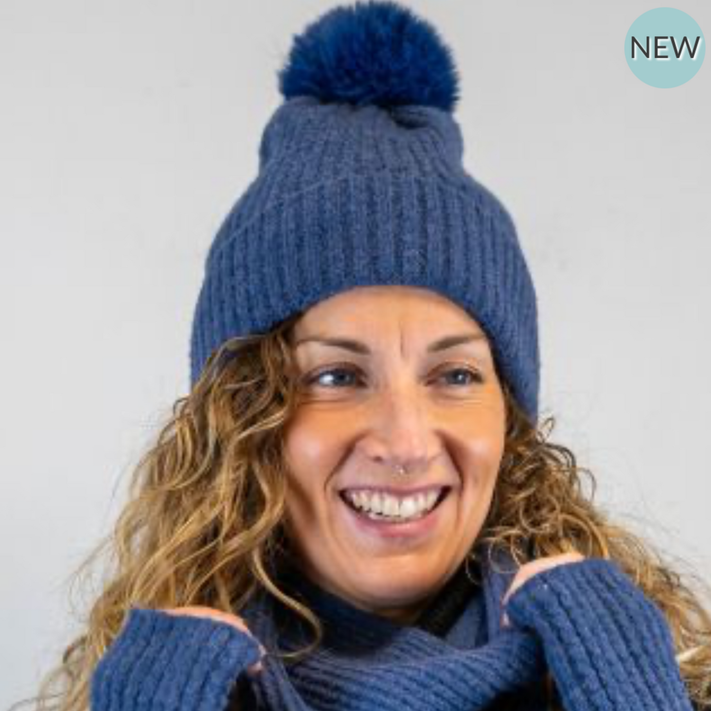 POM Recycled Blend Classic Blue Bobble Hat