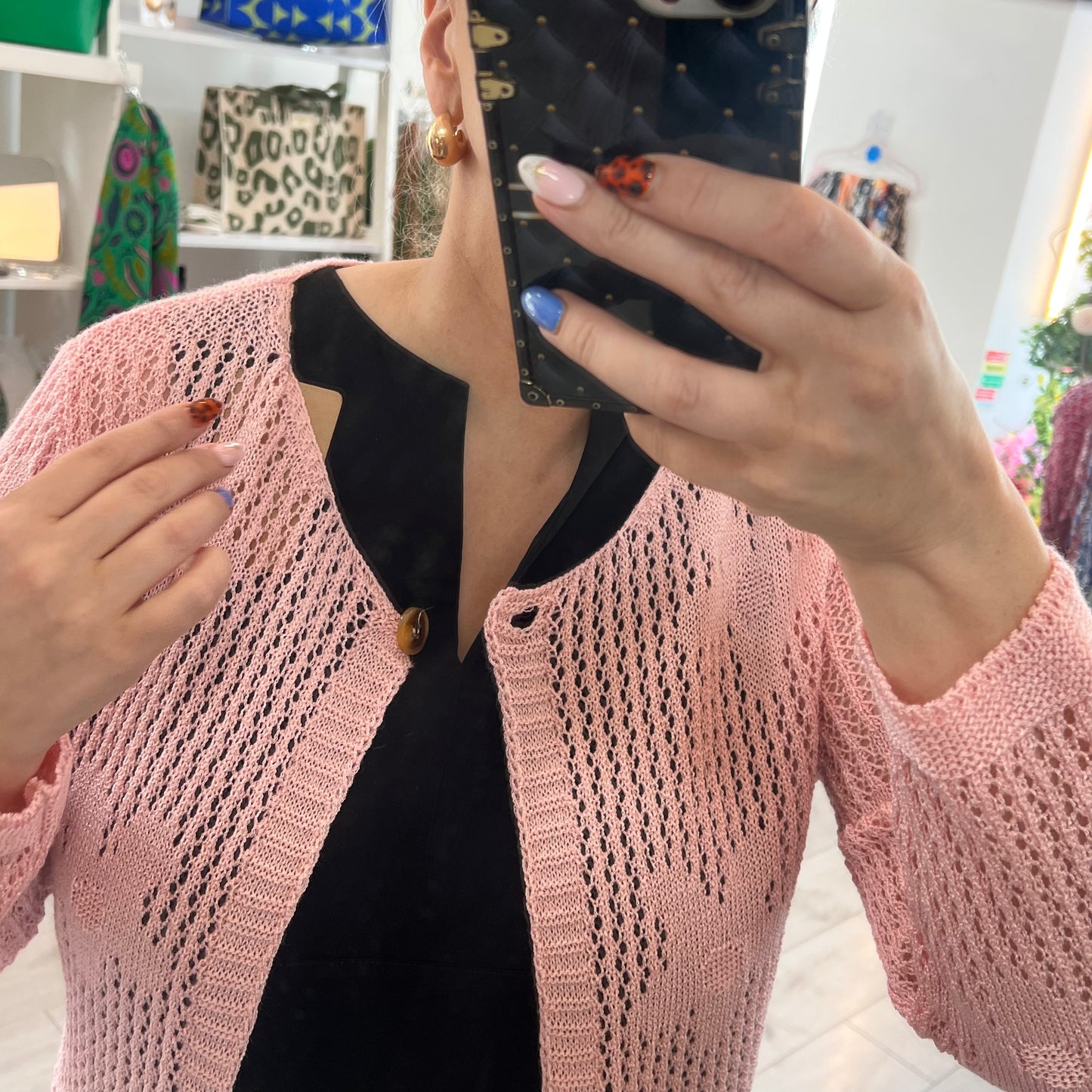 Olive Dusty Pink Fine Knit Cardigan