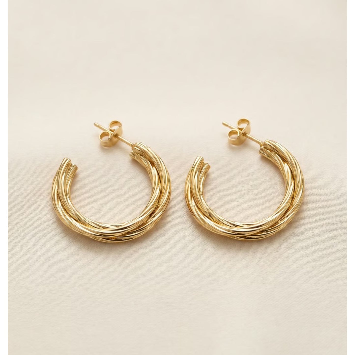 Gold Twist Hoop Earrings