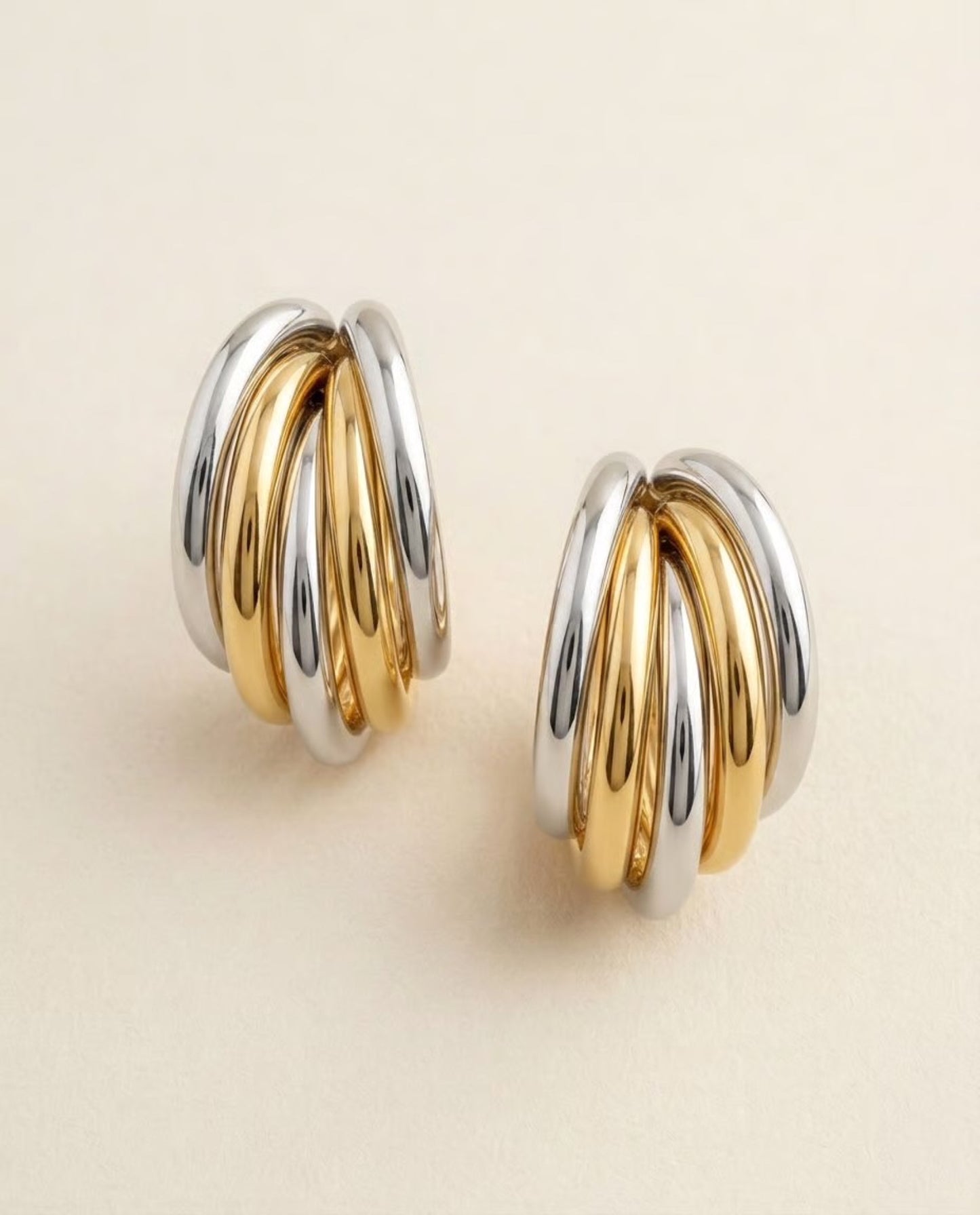 Silver & Gold Mix Hoop Style Earrings