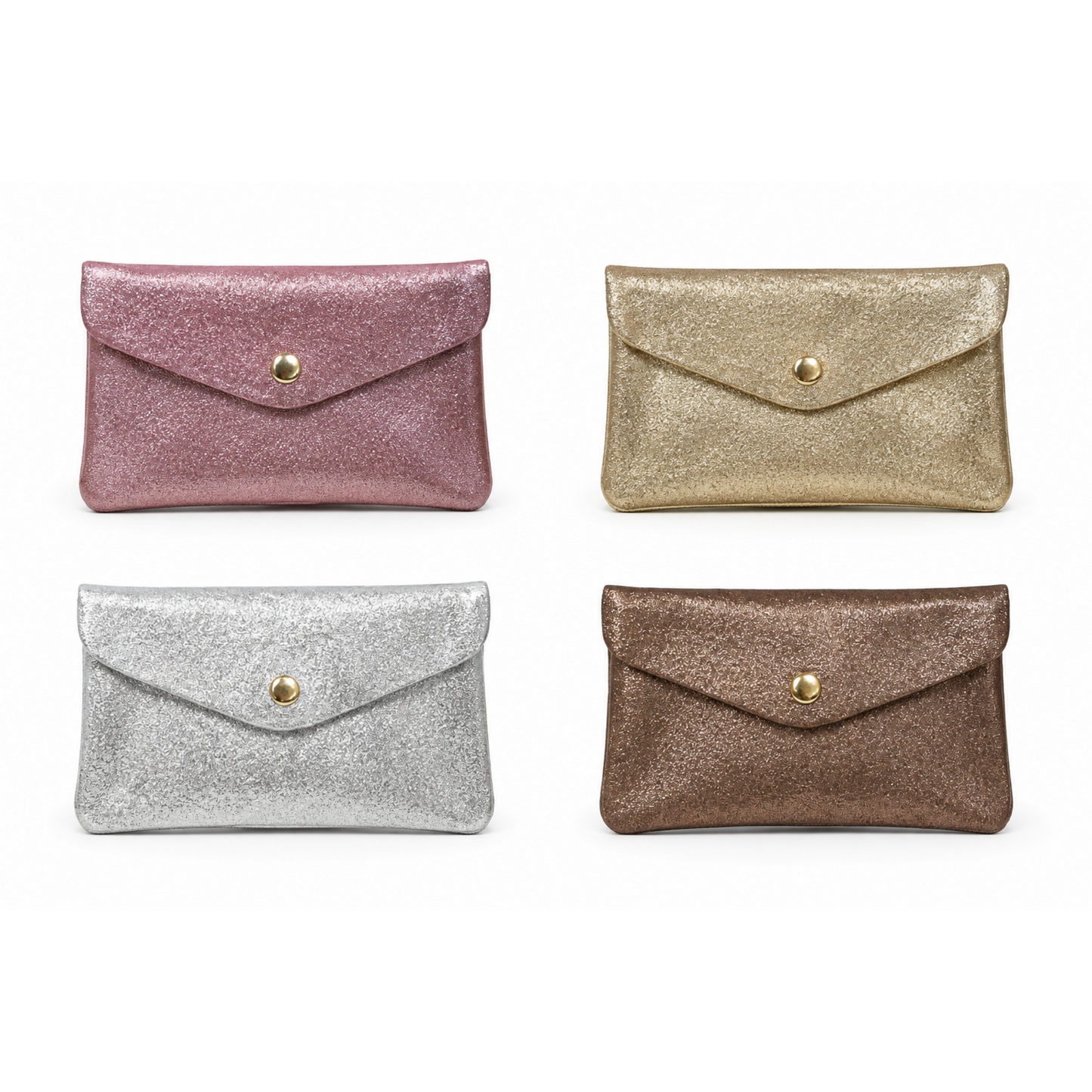 Metallic Purses Real Leather Medium Sized