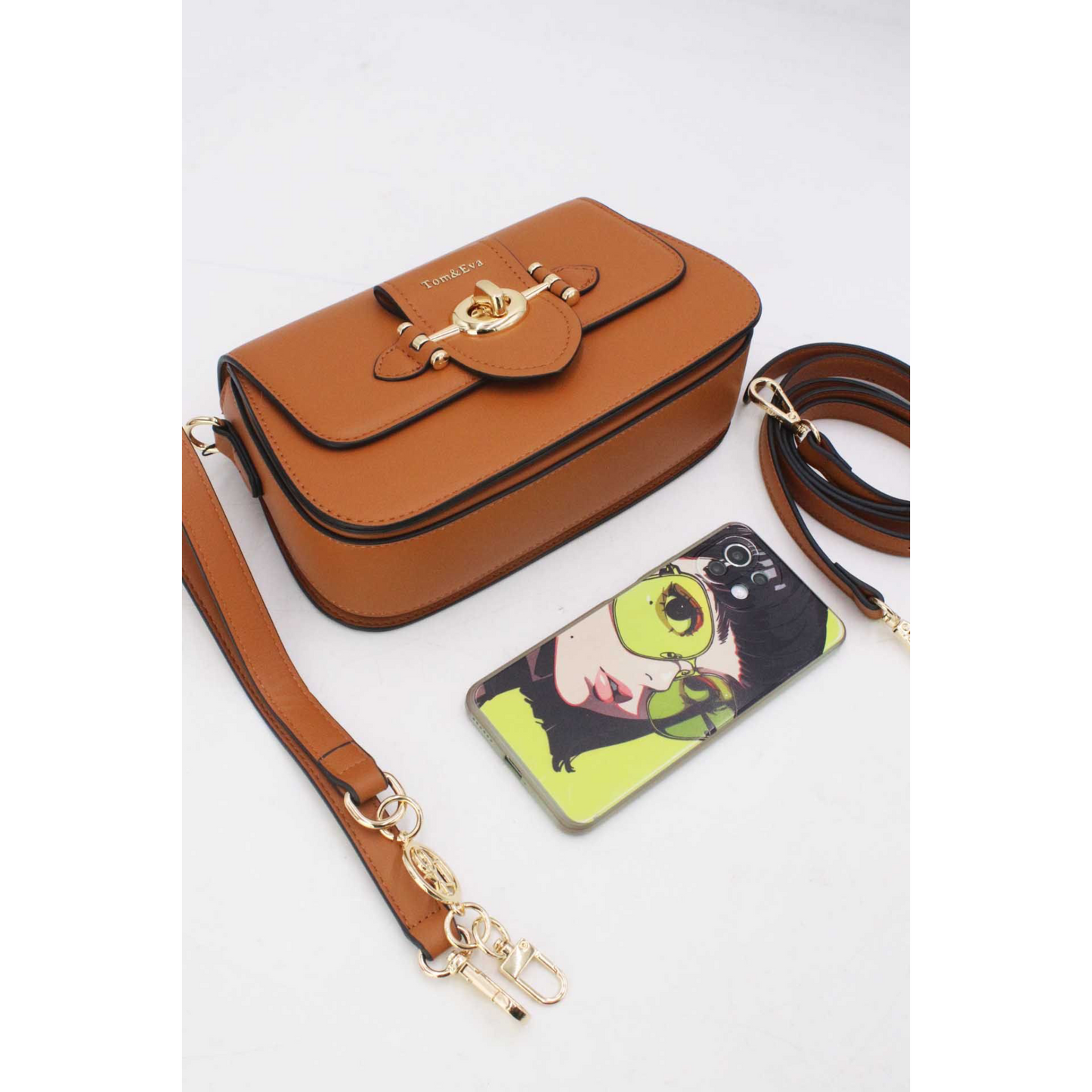Tan & Gold Leatherette Handbag