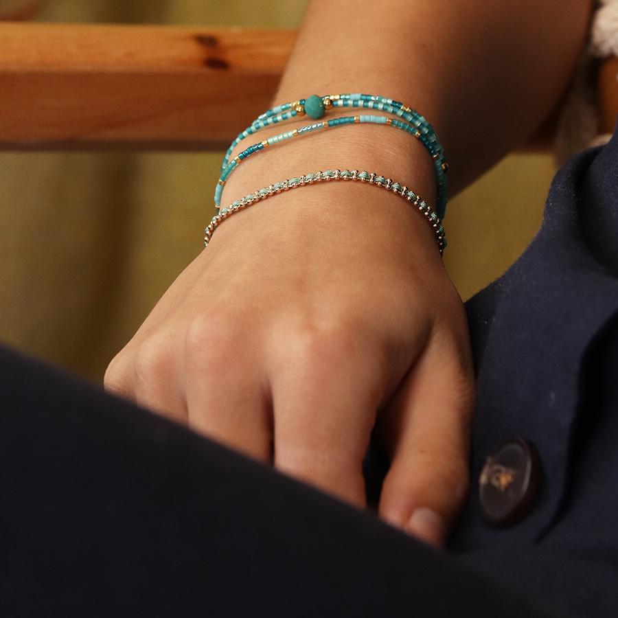 POM Turquoise Mix Adjustable Beaded Bracelet