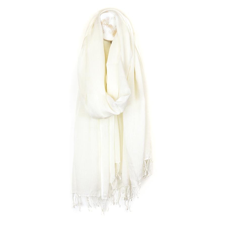 POM Off White Scarf With Fringing
