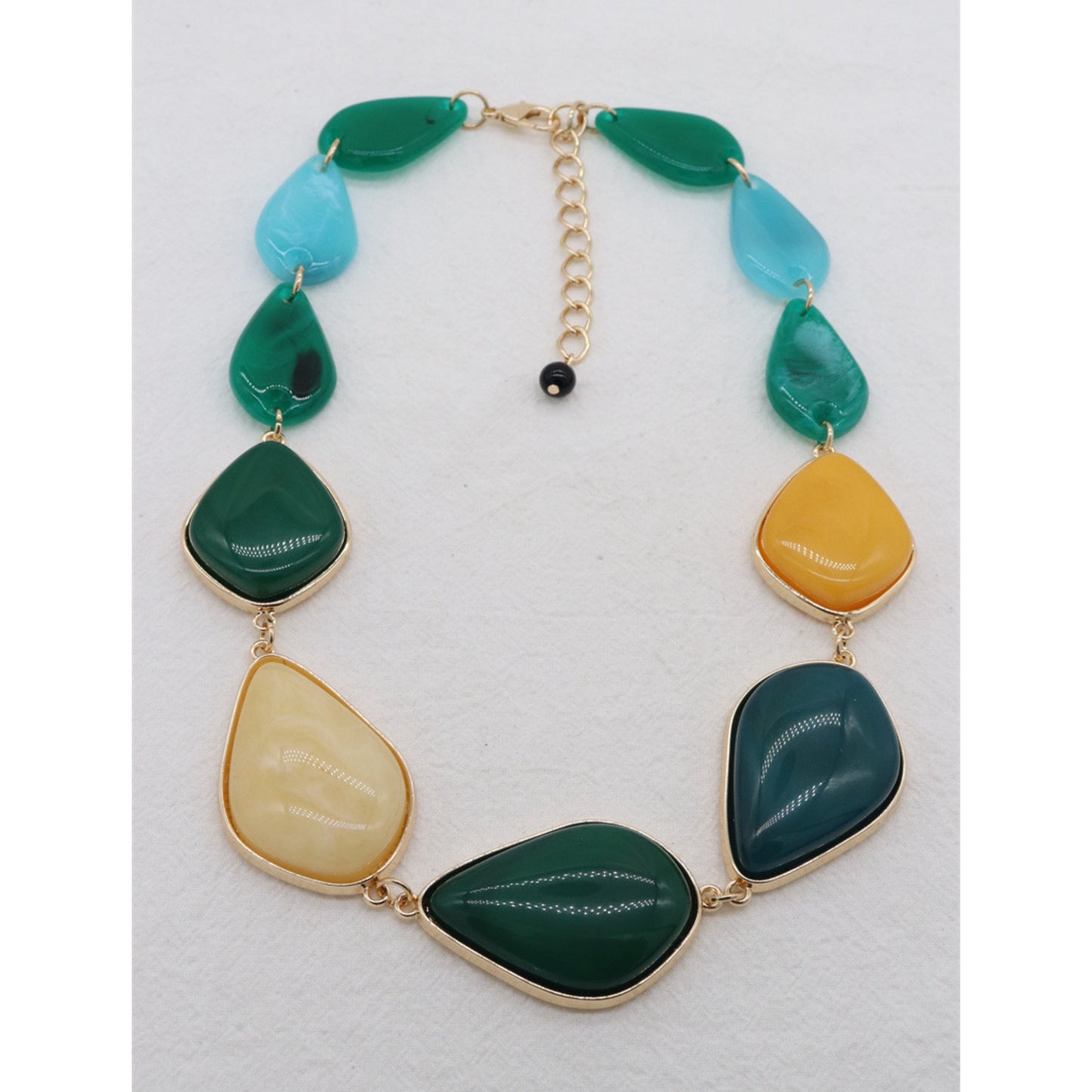 Statement Flat Necklace Greens & Mustard