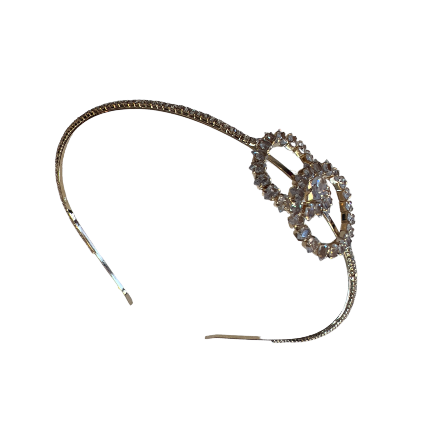 Clear Crystal Double Circle & Gold Fine Hairband