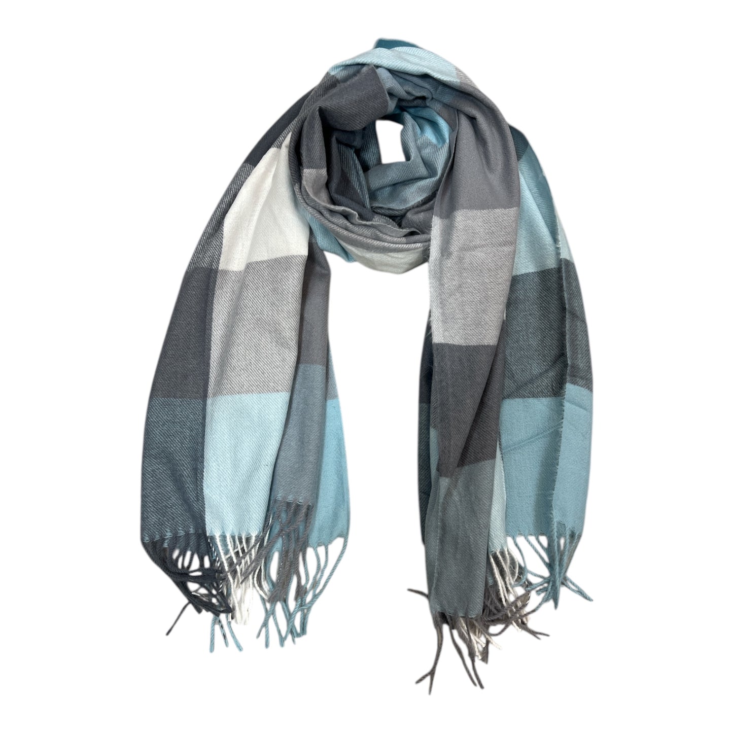 Checked Multicoloured Scarf Powder Blue
