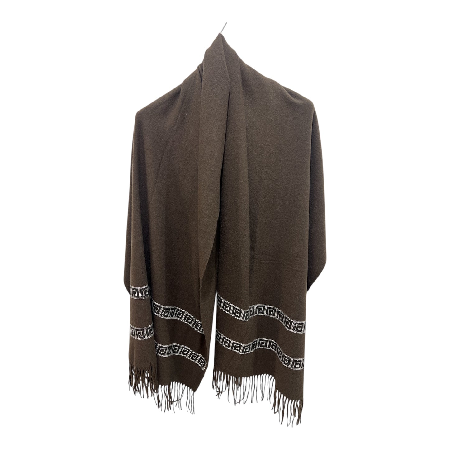 Chocolate Brown Pashmina Crystal Design