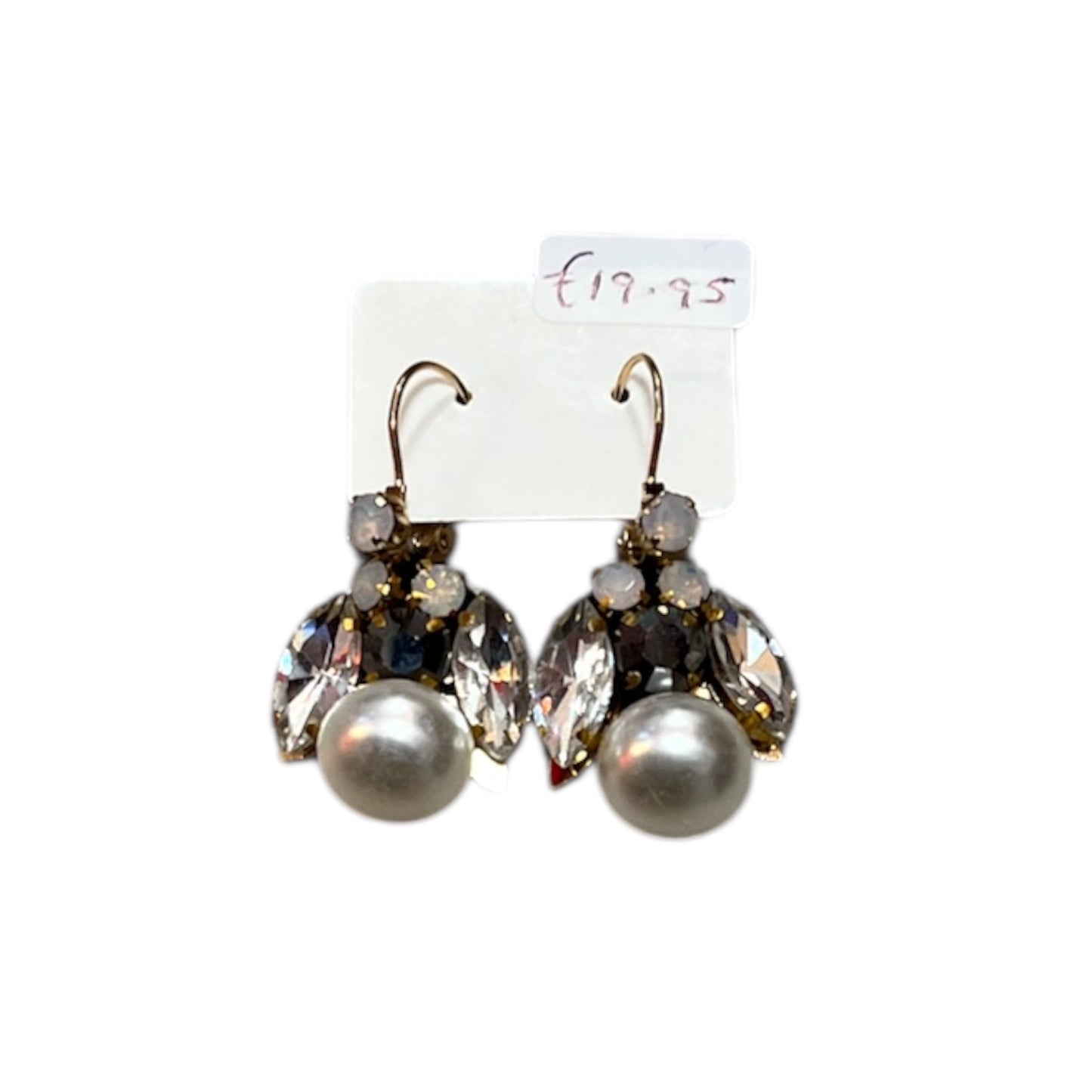 Cream Pearl & Gold Jewel Drop Earrings