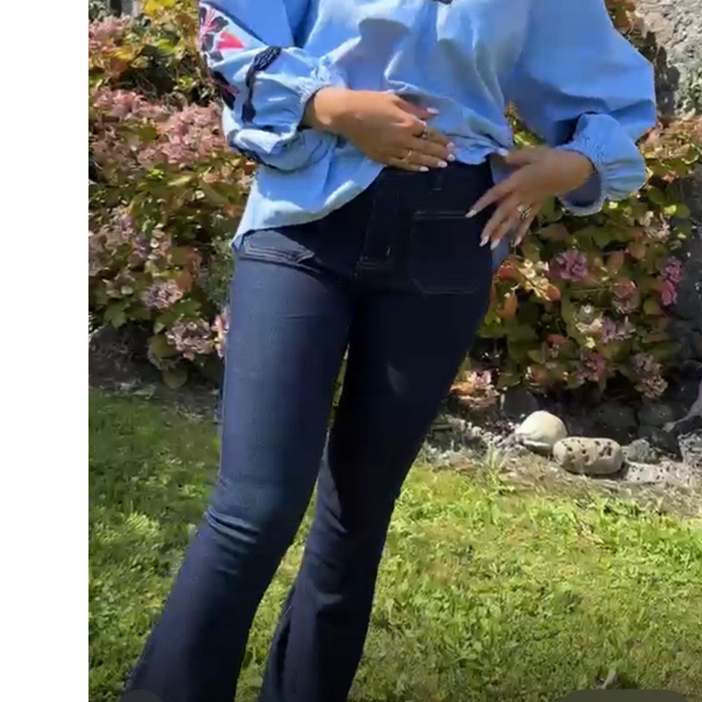 Sylvie Darl Denim Flare Jeans Front Pockets (Size 8)