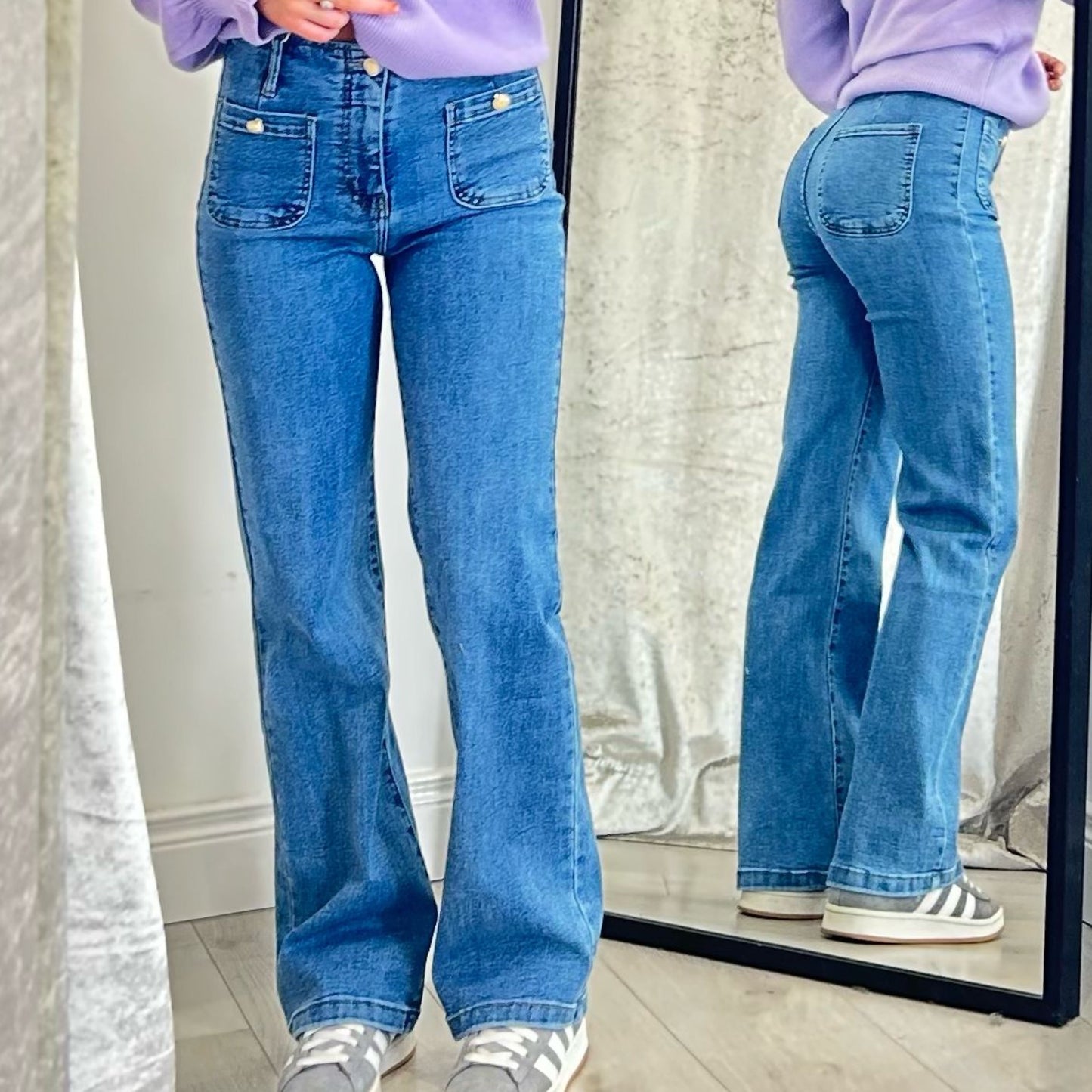 Jessica Blue Straight Jeans Front Pockets