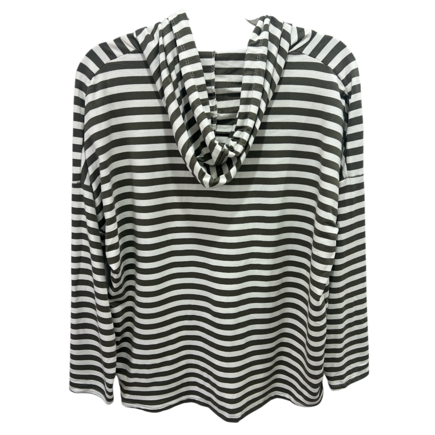 Khaki & White Striped Hoody Top