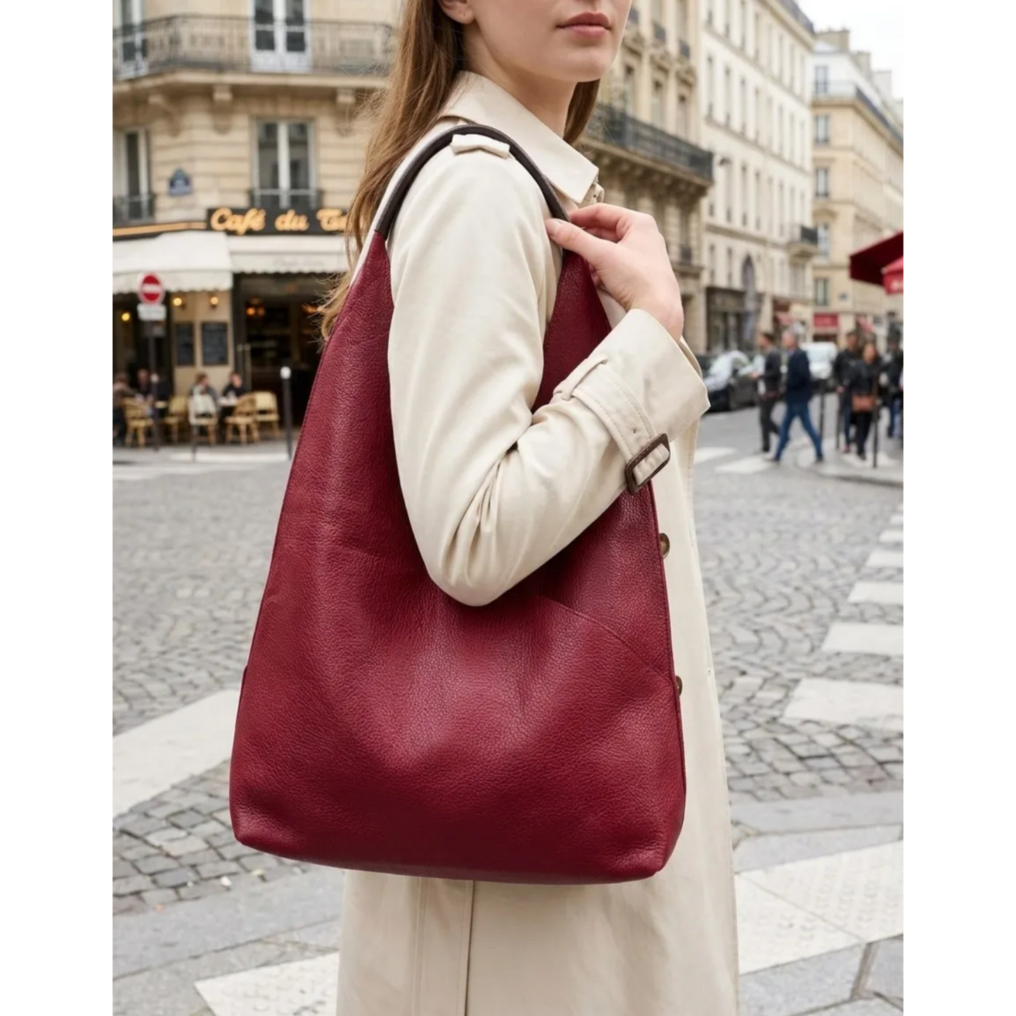 Wine Soft Leatherette Shoulder Bag