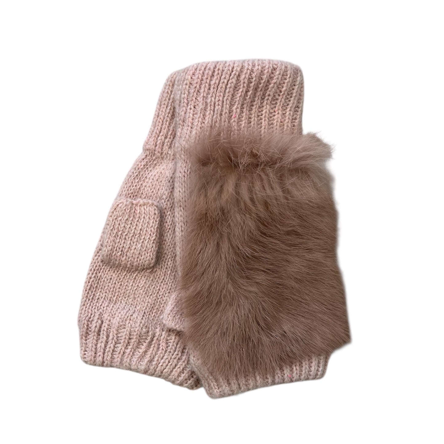 Dusty Pink Fur Fingerless Gloves