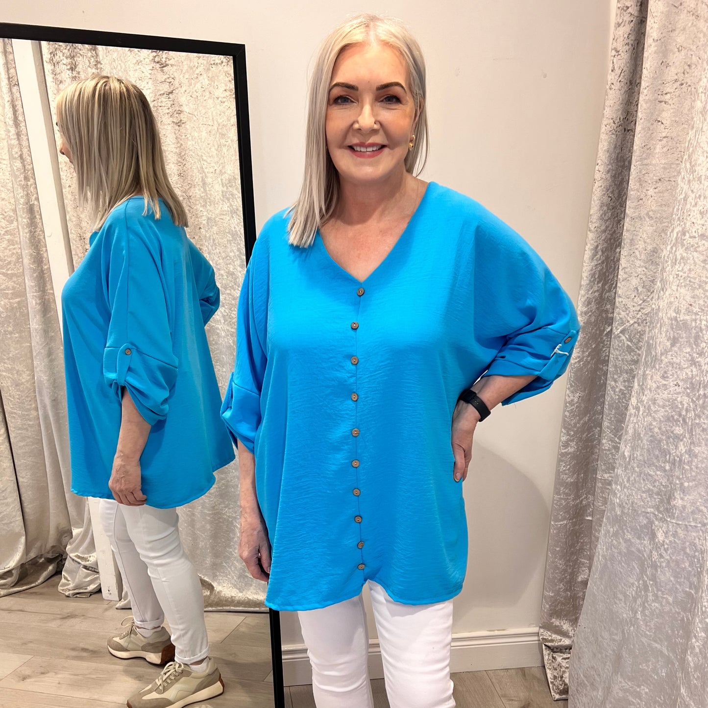 Emer Turquoise Oversized Top